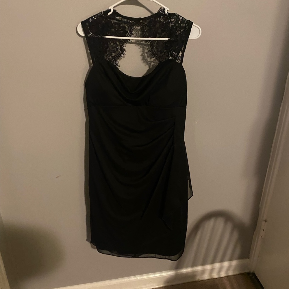 Black lace shoulder dress